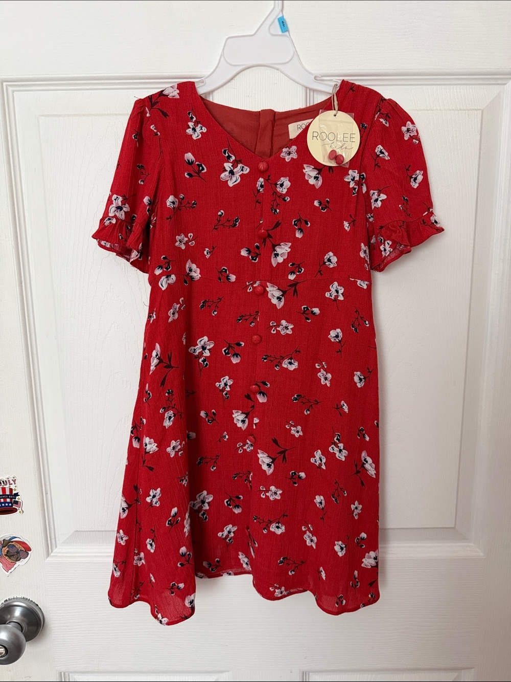 Roolee Red Floral Short-Sleeve Girls' Dress